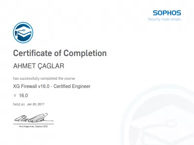 Ahmet Çağlar Sophos - XG Firewall v16.0